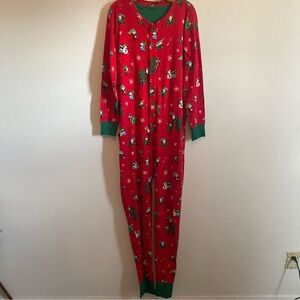Little Blue House Pajamas Red One-Piece Jersey Knit Gnome for the Holidays XL
